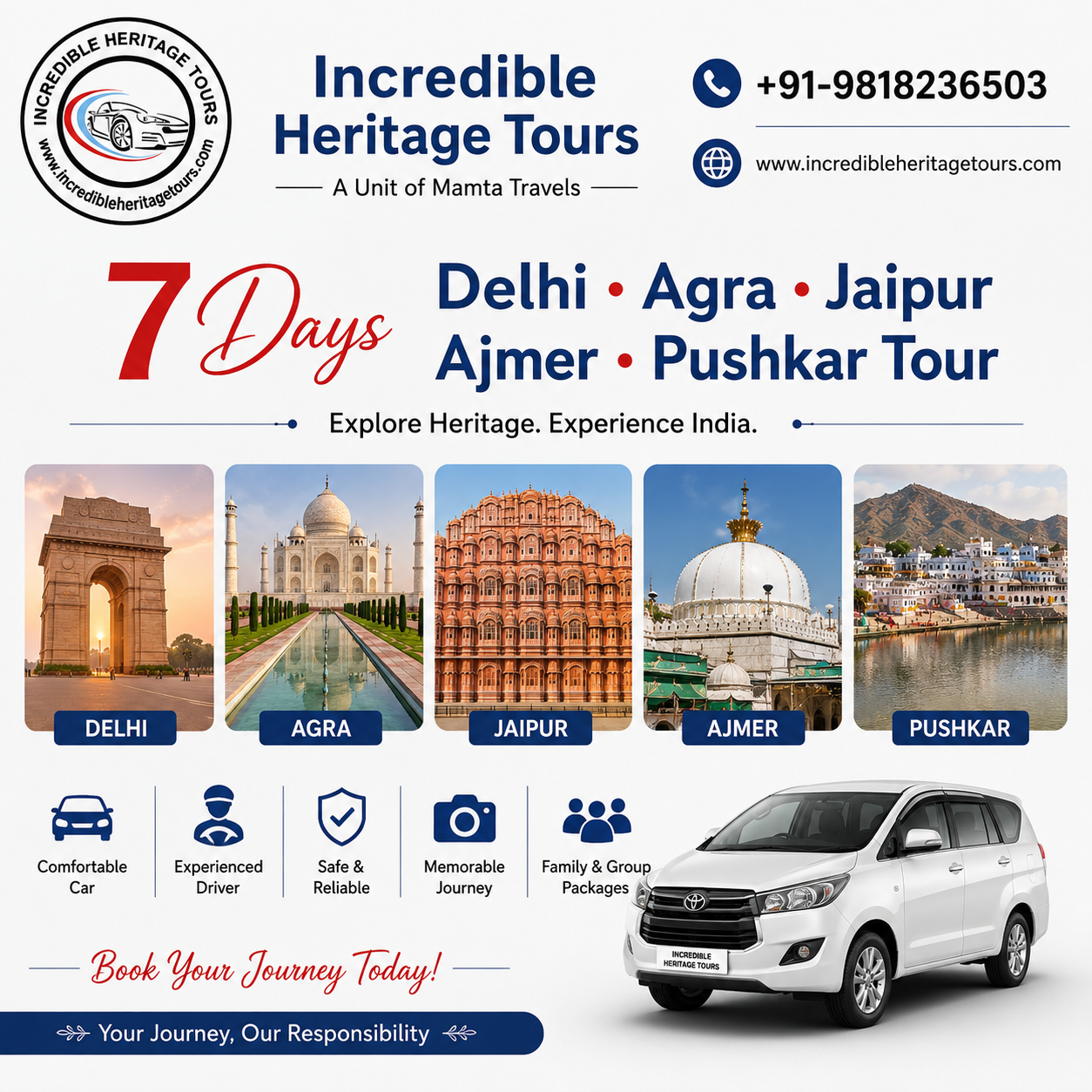 Golden Triangle Tour with Ajmer Pushkar – A Perfect Blend of Heritage, Spirituality & Royal Rajasthan