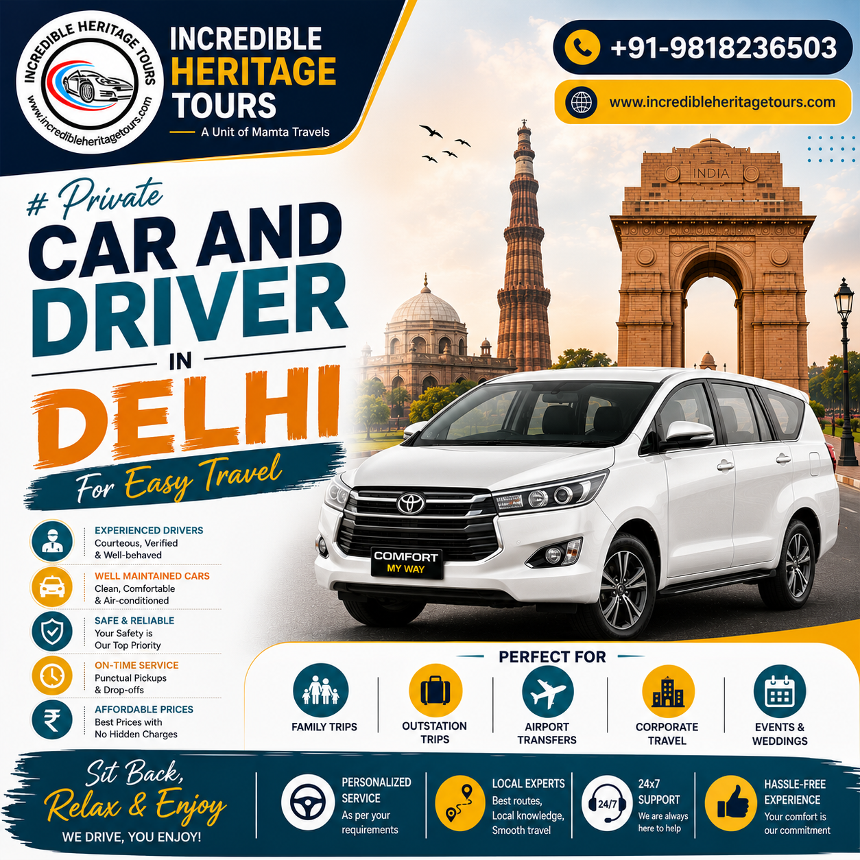 Explore Private Car and Driver in Delhi & Outstation Travels