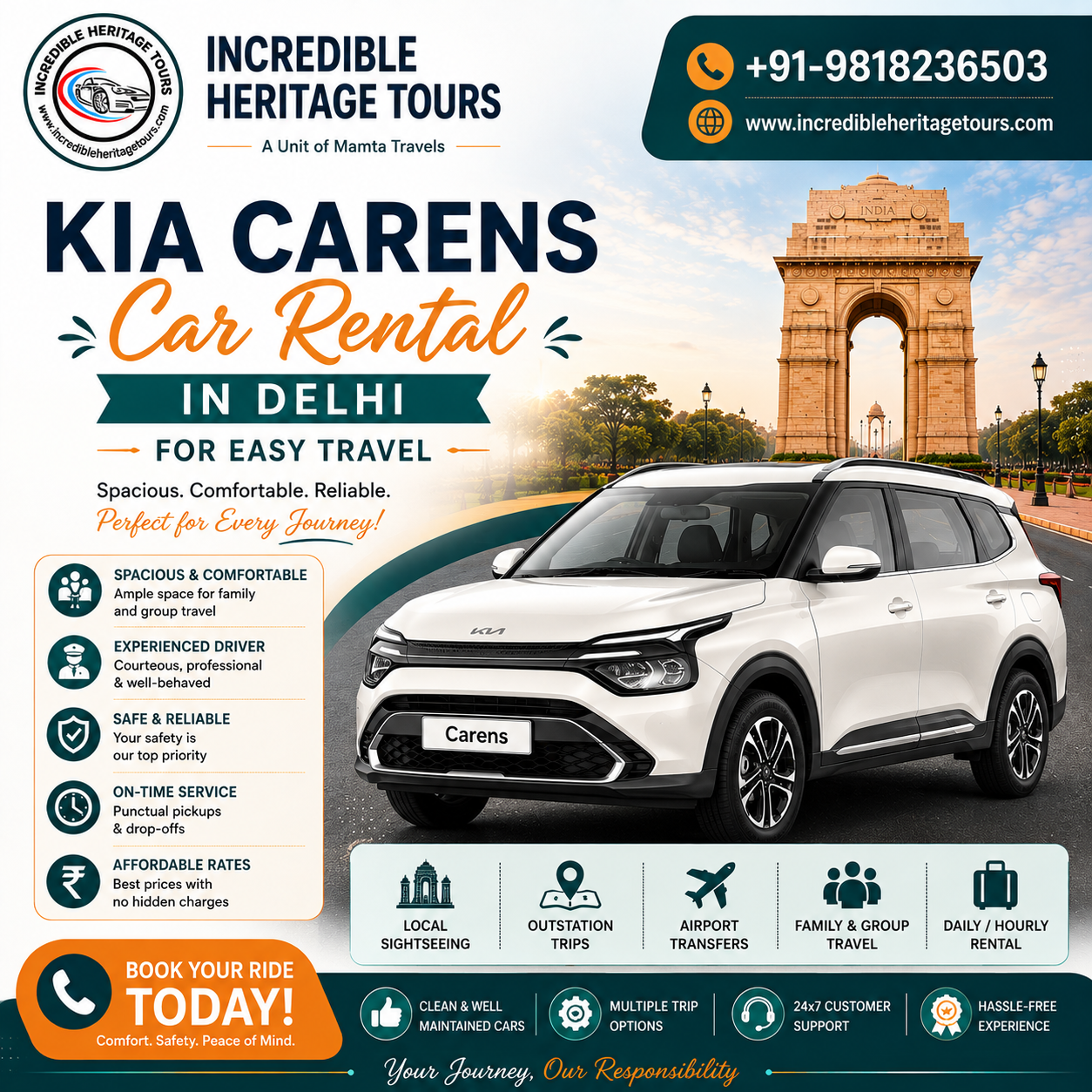 Kia Carens Car Rental in Delhi for Easy Travel